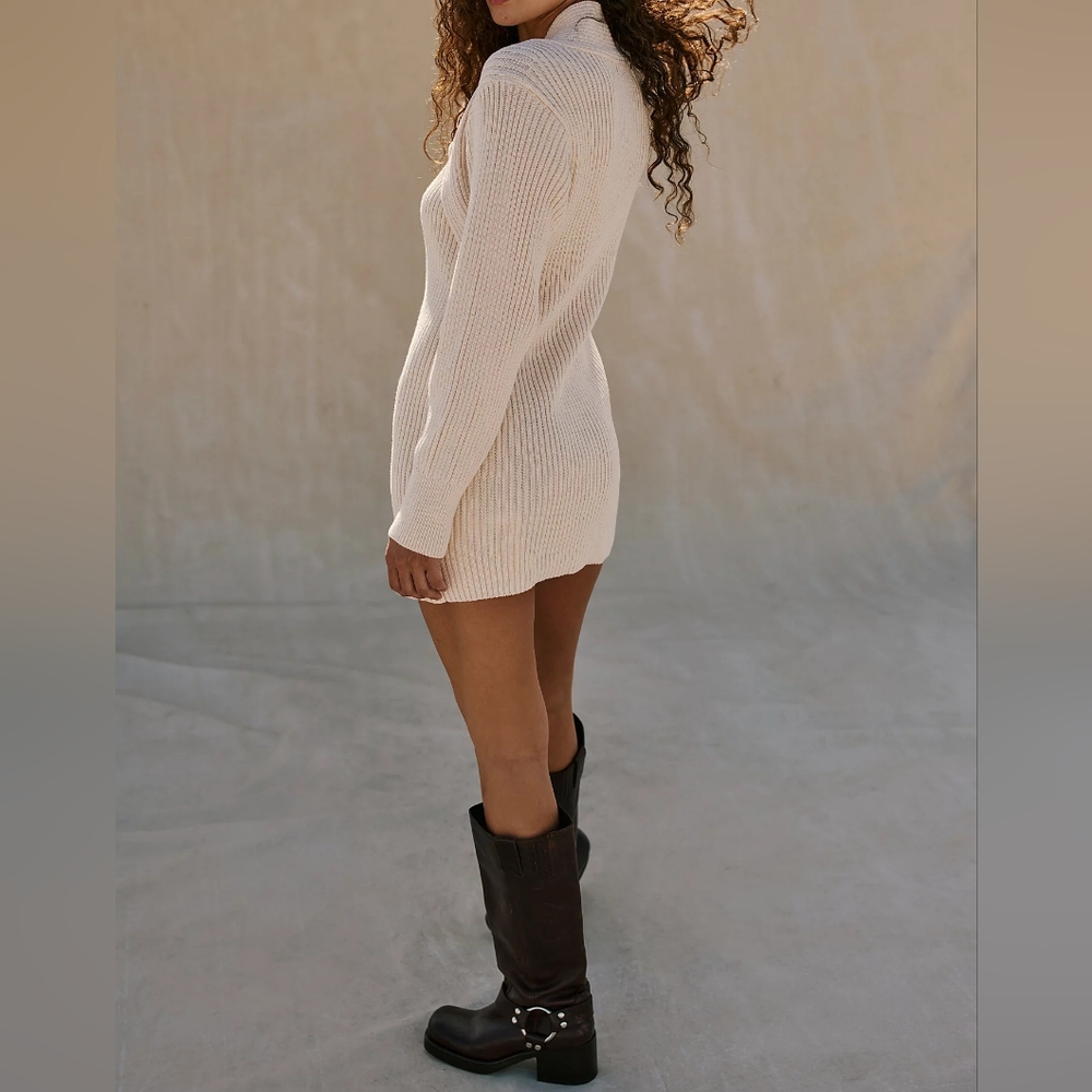 Free People Alba Ribbed Sweater Tunic/Powder Sand - Picture 3 of 14